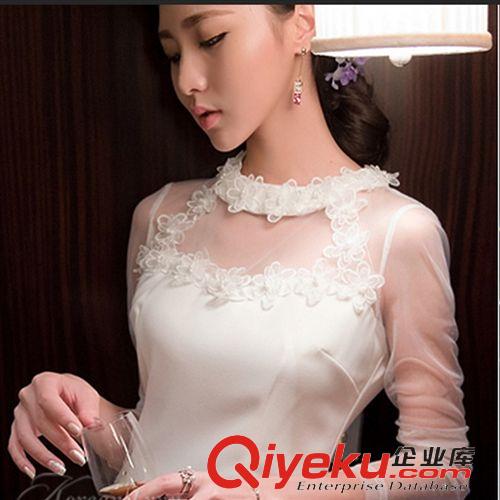 性感夜店裝 韓版連衣裙2015春季新款女裝性感透視拼接網(wǎng)紗包臀長(zhǎng)袖連衣裙原始圖片3