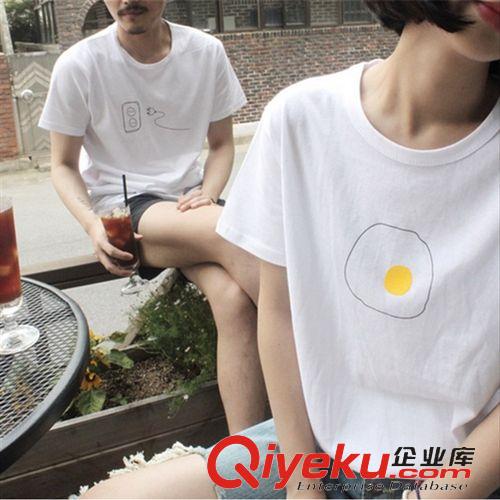 低價(jià)甩賣(mài) 2015春夏新款女裝時(shí)尚T恤 手繪荷包蛋電插頭閨蜜裝套頭短袖T恤