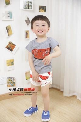 兒童套裝 寶寶夏裝新款男童女童裝嬰兒童運動衣服裝西瓜春裝背心短褲套裝