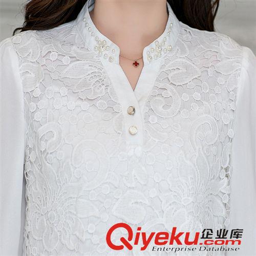 2015.3月春款一季 2015春裝新款韓版女裝大碼網(wǎng)紗長(zhǎng)袖蕾絲衫打底衫新品上衣原始圖片3
