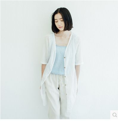 襯衫 2015夏季新款棉麻襯衫女亞麻長(zhǎng)款開(kāi)衫透氣防曬衫 預(yù)售原始圖片2