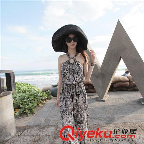 褲子 韓國(guó)代購(gòu)夏季抹胸連衣褲修身顯瘦淑女連身褲連體褲長(zhǎng)褲原始圖片2