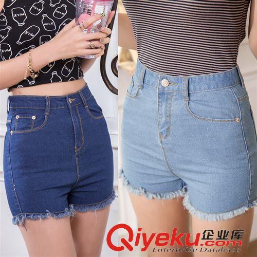 短褲 2015夏潮韓版黑白色褲子 顯瘦胖mm加大碼女高腰牛仔短褲