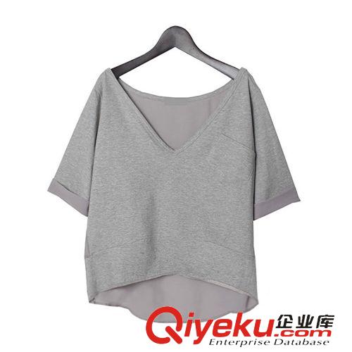2015，5月{dy}季 2015夏裝新款短袖女裝雪紡衫胖MM大碼假兩件女裝連衣裙