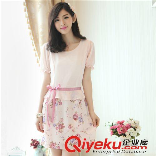 連衣裙 2015新款新品淑女風(fēng)時(shí)尚小清新女裝雪紡印花修身連衣裙5036原始圖片2