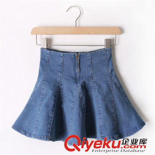 半身裙 2015春季新款女裝裙子學院風韓版牛仔高腰蓬蓬半身短裙5034原始圖片2