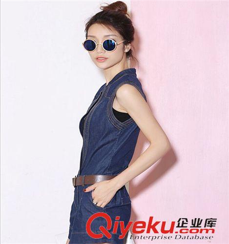 牛仔區 2015夏季新款韓版gd大氣修身顯瘦深V領時尚潮流牛仔連衣裙短裙
