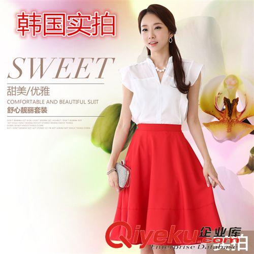 每周一新 韓系小香風氣質(zhì)小清新雪紡連衣裙套裝2015夏季修身女裙原始圖片2