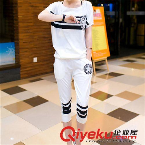 個性兩件套 運動套裝女夏2015新款休閑套裝薄款短袖七分褲運動服兩件套潮原始圖片3