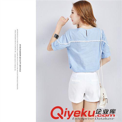 個性兩件套 實拍女短褲夏季新款韓版女時尚大碼上衣T恤白色短褲棉麻套裝原始圖片3