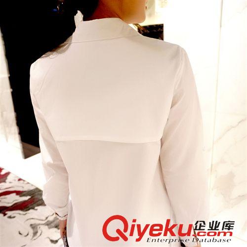 T恤/襯衫 新款襯衫女休閑百搭寬松中長(zhǎng)款純色單排扣襯衣原始圖片3