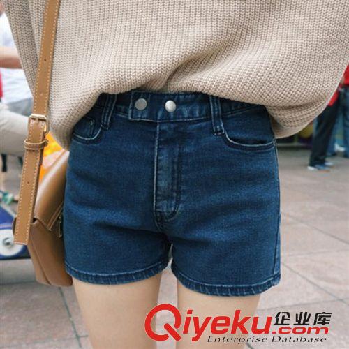 褲子 韓版新款短褲復(fù)古修身顯瘦高腰牛仔短褲潮熱褲
