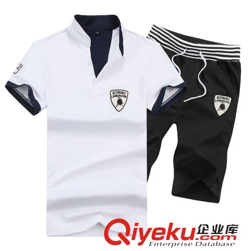 15年爆款專區(qū) 夏季新款時尚男裝V領(lǐng)男士短袖T恤青少年修身公牛休閑運(yùn)動套裝批發(fā)