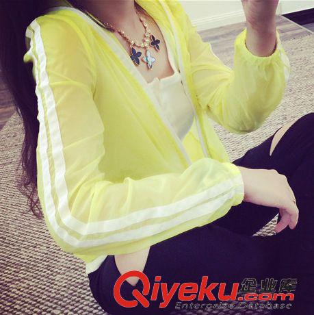 5月新款 2015夏裝新款女裝便攜式 超輕薄防紫外線短款連帽防曬衣 外套女原始圖片2