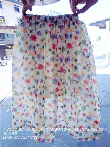 連衣裙 2015夏季新款女裝短裙韓版高腰碎花A字裙半身裙 女式原始圖片2