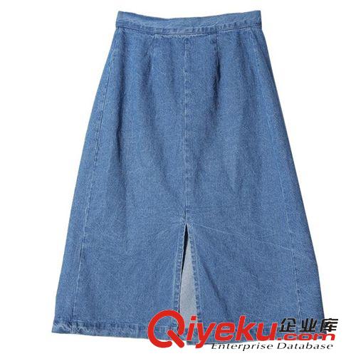 連衣裙 2015夏季新款韓國(guó)時(shí)尚折疊搭扣高腰牛仔長(zhǎng)裙 女式半身裙現(xiàn)貨批發(fā)原始圖片3