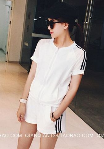 休閑套裝 廠家tj直銷2015夏季新款歐美風女裝運動短袖套裝女
