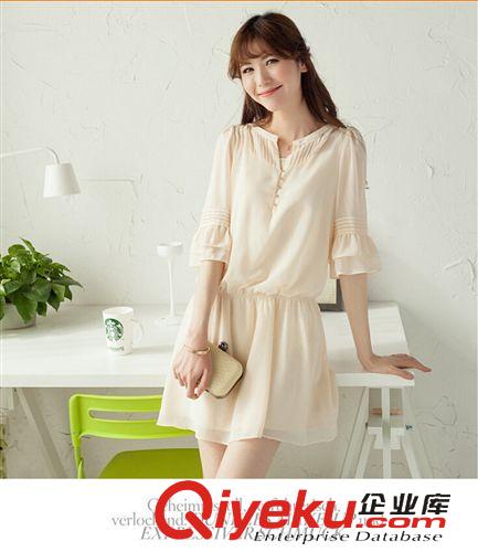 襯衣類 新款夏季禮服公主袖韓版潮 大碼女裝雪紡氣質七分袖連衣裙原始圖片2