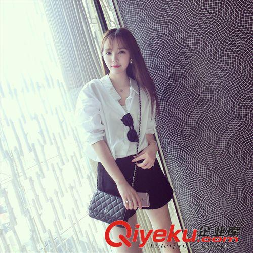 襯衣類 2015新款韓版女裝背后蝴蝶結 boy friend 襯衫裙原始圖片2