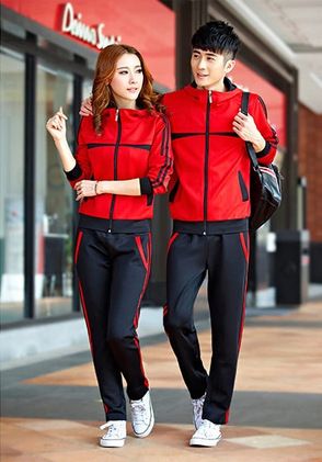 衛(wèi)衣套裝類 2015新品時(shí)尚休閑情侶運(yùn)動(dòng)套裝男女秋季撞色加大碼衛(wèi)衣原始圖片2