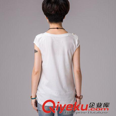 棉麻T恤 1440#2015夏裝大碼女裝新款短袖T恤 一件代發(fā)短袖棉麻上衣原始圖片3