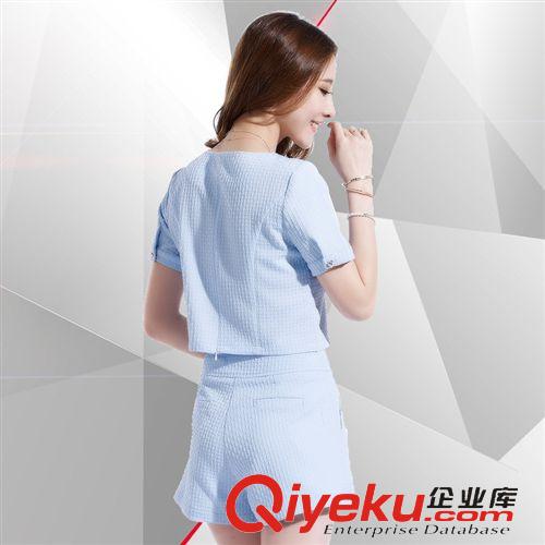 時尚套褲 套裙 1502#短袖上衣短褲套裝蝴蝶結短裝T恤時尚休閑修身顯瘦兩件套原始圖片3