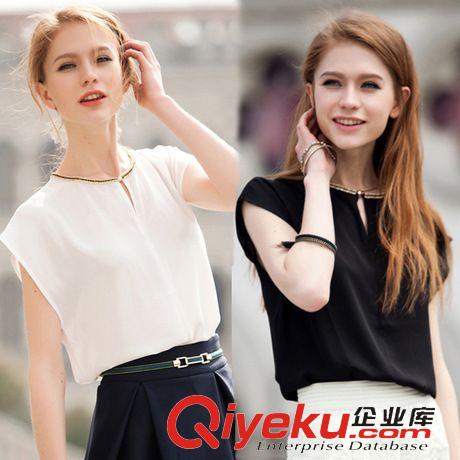 雪紡衫，蕾絲衫 1199#歐美夏季新款雪紡衫女裝短袖夏裝女士上衣原始圖片3