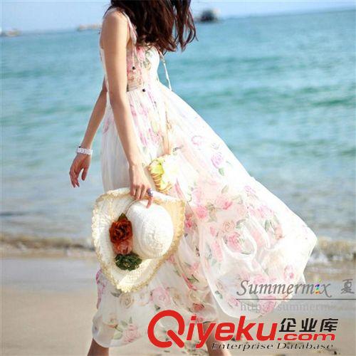 時(shí)尚連衣裙系列 2015夏季新款韓版無(wú)袖百褶純色女雪紡連衣裙
