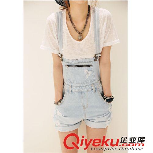 時尚牛仔 系列 2015夏季新款學(xué)院風(fēng)直筒女背帶牛仔短褲