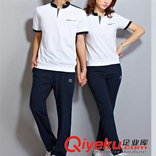 情侶裝 夏季情侶短袖 休閑立領(lǐng)男士運(yùn)動(dòng)套裝女運(yùn)動(dòng)服T恤polo衫 A18-1原始圖片3