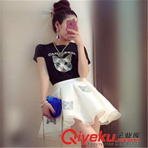 5月上新 2015夏季寬松小香風時尚套裝女復古城堡印花短褲套裝女