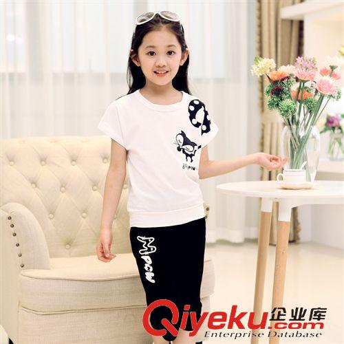 夏款專區 童裝2015夏季新款韓版女童套裝 中大童短袖五分褲套裝校服批發原始圖片3
