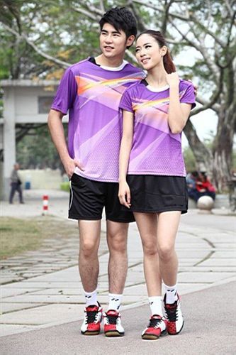 學校-校服-班服 15加盟新款羽毛球服裝 短袖女運動套裝 情侶羽毛球衣運動服定制款