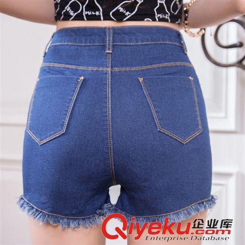 牛仔褲 韓版高腰短褲毛邊彈力女牛仔熱毛邊彈力女顯瘦白原始圖片2