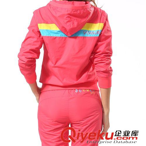 女士套裝 外貿(mào)新品運(yùn)動(dòng)女裝翻領(lǐng)女拉鏈春款長袖休閑運(yùn)動(dòng)套裝帶帽招代理原始圖片3