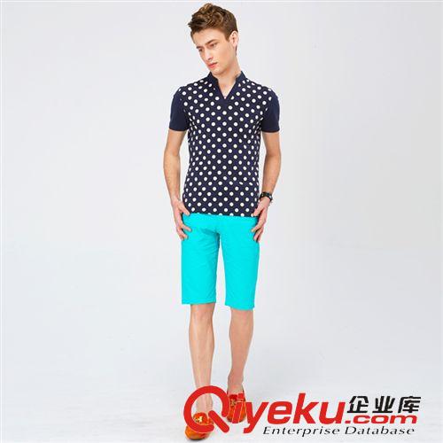 男裝精品 2015夏季新款 英倫風 潮流個性 圓點修身男士純棉短袖T恤 批發