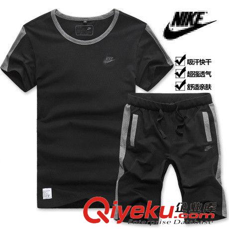 運動套裝 2105新款夏裝品牌運動服夏季短袖T恤男士運動健身套裝批發代發原始圖片3