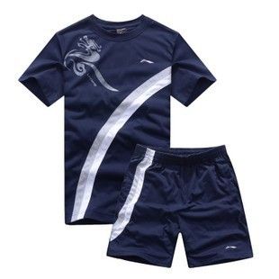 短套裝 廠家批發運動服套裝男夏休閑運動裝男士圓領夏裝 運動套裝男運動原始圖片3