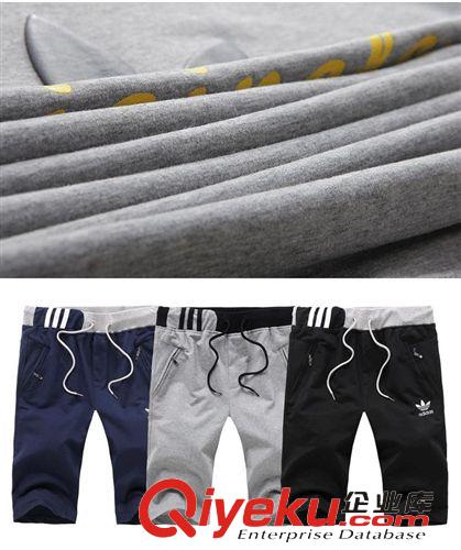 短套裝 夏裝全棉運動服短袖T恤男士跑步健身七分褲休閑套裝團購2104批發原始圖片3