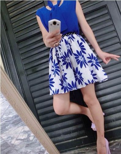 夏季爆款 廠家直銷2015女裝新款名媛氣質上衣+花色短裙+圍巾三件套