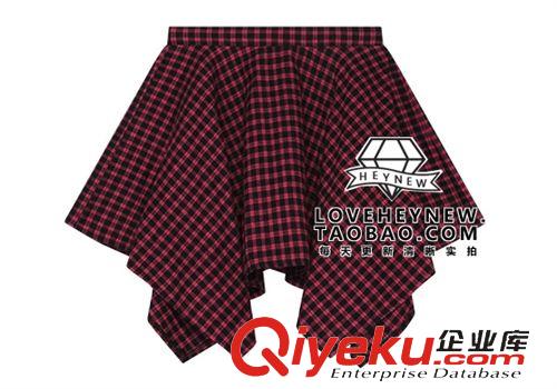 短褲,短裙,褲裙 廠家直銷2015不規則格子撞色半身裙短裙百搭可愛學院風
