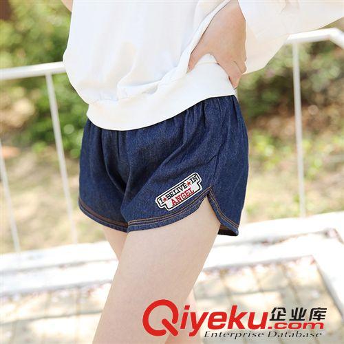 5.30 2015韓國東大門夏季新款松緊腰闊腿休閑運動牛仔短褲 女原始圖片2