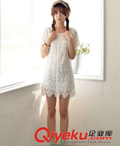 5.29 2015夏季新款韓版蕾絲花邊修身顯瘦短袖連衣裙 女原始圖片3