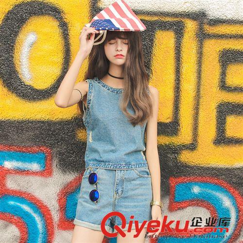 5.29 2015韓國東大門夏季新款彈力修身顯瘦高腰牛仔短褲 女原始圖片2