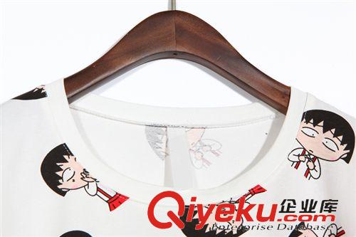 5.28 2015夏裝新款韓版動漫卡通櫻桃小丸子圓領短袖t恤 女原始圖片3