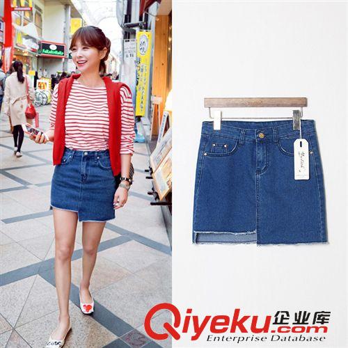 5.27 2015韓國東大門夏季新款不規(guī)則包裙半身牛仔A字裙短裙 女原始圖片2