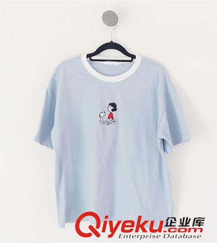 5.24 2015韓國東大門代購可愛卡通史努比刺繡短袖T恤 女原始圖片3