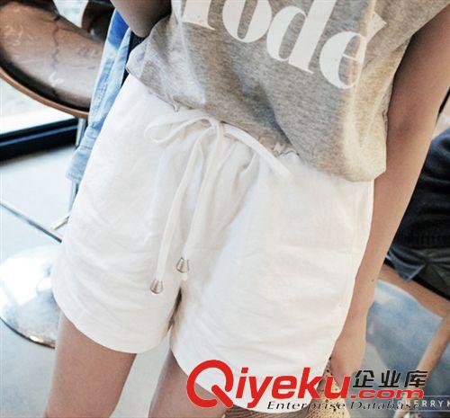5.21 2015夏季新款韓版學(xué)院風(fēng)系帶領(lǐng)竹節(jié)棉短袖t恤 女