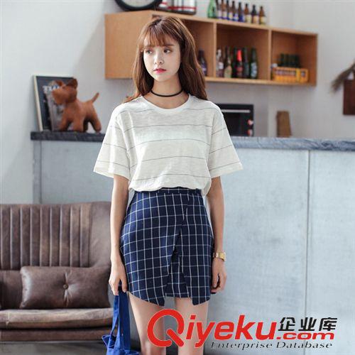 5.21 2015夏季新款韓版格紋迷你吊帶背心短款抹胸 女