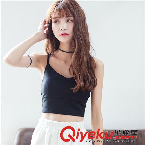 5.19 2015夏季新款韓版V領(lǐng)緊身打底性感露臍吊帶背心 女原始圖片2